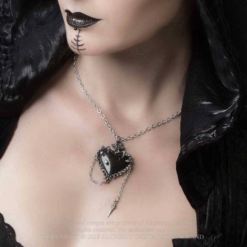 Alchemy - Witch Heart Halskette - Schwarz/Silberfarben